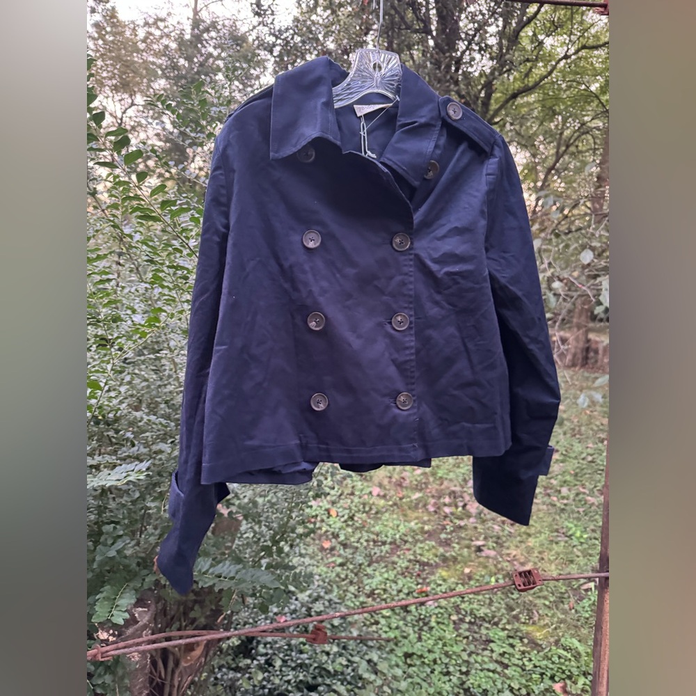 78 & Sunny Navy Crop Trench Coat women Small NWT